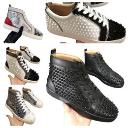 Designers Mens Sneakers red Spikes Platform high tops Bottoms Rivets low cut Trainers Loafers Women Casual Shoes dress plate-forme With Box