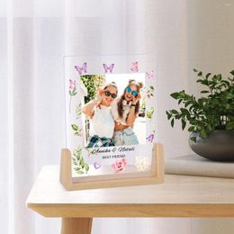 Frames Personalised Flower Po Plaque Custom Friendship Picture Frame With Wooden Stand Unique Gifts For Soul Sister Friend