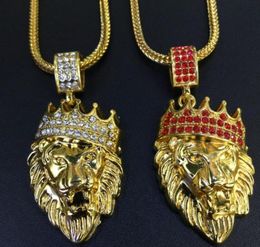 New Arrivals high quality Hop Gold Plated Black Eyes Lion Head Pendant Men Necklace King Crown Iced Out Fashion Jewellery Gift anima2495614