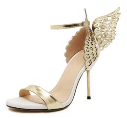 SONDR 2020 Butterfly Wings Summer Peep Toe Sandals Women Shoes Stiletto High Heels Solid Color Buckle Sandals Sandalias mujer J1208863722