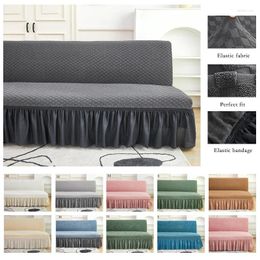 Chair Covers Velvet Jacquard Flower Grid All Without Armless Sofa Bed Cover With Skirt Slipcover Fitted Couch Washable Elastic Fabric