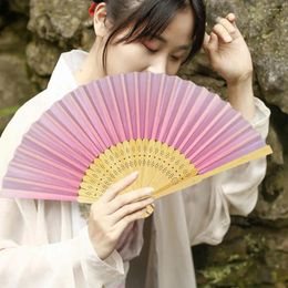 Decorative Figurines Chinese Style Folding Fan Elegant Vintage Bamboo Hand Fans For Women Gradient Color Silk Weddings Cheongsam