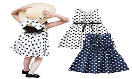 Girl039s Dresses 16 Years Born Baby Girl Clothes Princess Dress Navy White Polka Dot Print Sleeveless Bowtie Aline Party For 8939846