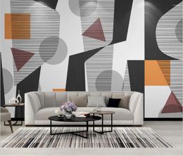 Wallpapers Custom Black And White Grey Geometric Lines Wall Cloth Living Room Background Decoration Wallpaper 3D Mural