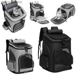 Cat Carriers Crates Houses New Pet Backpack Expandable Cat Backpack for Medium Dos Lare Cats Do Carrier Ba Travel Breathable Animal Transport Ba Pet L49