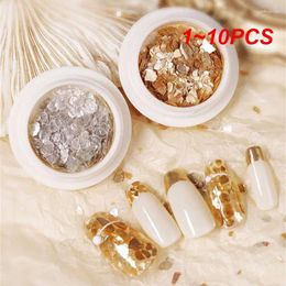 Nail Glitter 1-10PCS 4Box Abalone Shell Art Flakes Gold Pearlescent Mica Slice Irregular Fragment Stone Manicure Decorations