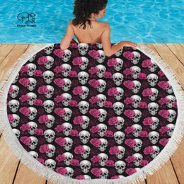 Towel Rose Floral Est Beach Shawl Fast Drying Swimming Gym Camping Big Round Yoga 3D All Over Printed