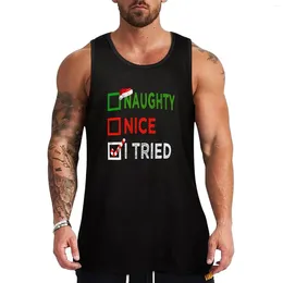 Men's Tank Tops Nice Naughty I Tried Christmas 2024 Top Man Vest Gym Men Sportswear For T Shirt