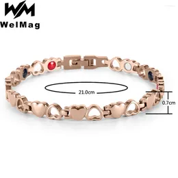 Link Bracelets WelMag Healing Magnetic Bracelet Slimming Health Energy Bio Emo Heart Sharp Stainless Steel For Women