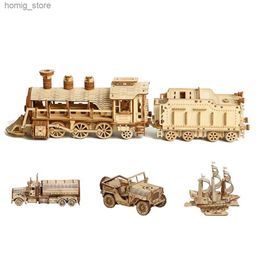 3D Puzzles 3D Adults Wood Building Blocks Toys Creative DIY Laser Cutting Brain Teaser Construction Model Kid Trucks Cars Ships Motorcycle Y240415