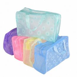 multifunctial Floral Waterproof Storage Bag Make Up Bag New Women PVC Zipper Toiletry Bathing Transparent Travel Cosmetic Bag r4oB#