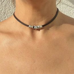 Choker Retro Silver Colour Round Beads Necklaces Woman Vintage Classic Design Stars Simple Ladies Accessories