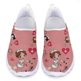 Casual Shoes Nursing For Women 2024 Cartoon 3D Print Loafers Woman Slip On Flats Mesh Sneakers Summer Ladies Sport