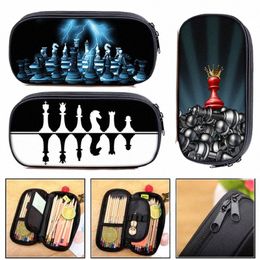 ch Player Game Print Cosmetic Case Ch Pencil Bag Checkmate Pencil Box Statiary Bag Travel Organizer School Case Supplies V6Dy#