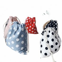 cute Cott Drawstring Bags Pouch Storage Bag Dot Printed Lipstick Storage Bag Food Packing Bags Christmas Gifts Pouch 47rC#