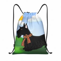 custom Stylish Scottie Drawstring Backpack Bags Men Women Lightweight Scottie Dog Pet Gym Sports Sackpack Sacks for Training P8M5#