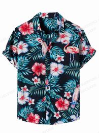 Men's Casual Shirts Floral Mens Fashion Hawaiian Camp Vocation Beach Blouse Cuba Lapel Shirt Turn-down Aloha Clothing 240416