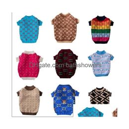 Winter Warm Pet Sweater Designer Dog Clothes Brands Apparel Knitted Turtleneck Cold Weather Pets Coats Puppy Cat Plover Clothing For Dhqe3