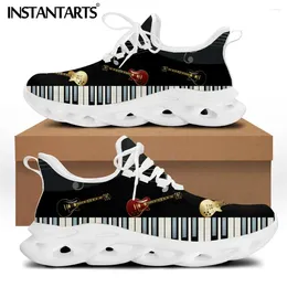 Casual Shoes INSTANTARTS Piano Guitar Brand Design Flats Women Lace-up Spring/Summer Mesh Sneakers Footwear Girls Zapatos Mujer