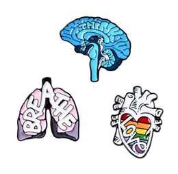 Organ Enamel Pins Custom Heart Lung Brain Brooch Lapel Pin Shirt Bag Love Breath Mind Badge Cartoon Jewellery Gift for Friends6707418