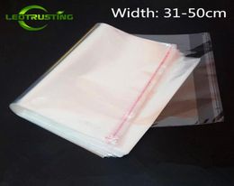 Leotrusting 100pcs 31-50cm Width rge Clear OPP Adhesive Bag Transparent Poly Reseable Packaging Bag Self Pstic Gift Pouch300S3638060