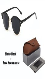 9 Colors To Choose New Arrival classic Round sun glasses Brand Designer Fashion sunglasses men women mirror uv400 lens with brown 1814569