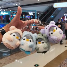 Plush Keychains Cute plush teddy bear convertible penguin backpack doll plush pendant Y240415