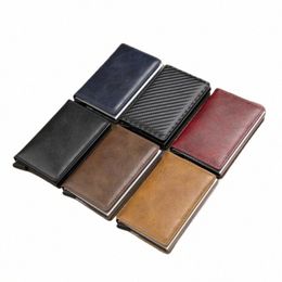 rfid Men women smart wallet Credit Bank card holder fi purse Aluminium alloy Busin Casual Mini wallet Brand PU Purse n6kR#