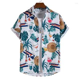 Men's Casual Shirts Summer Men Women Tropical Palm Leaf Pattern Design Tops Printed Short Sleeve Fashion Shirt Button Up Versatile