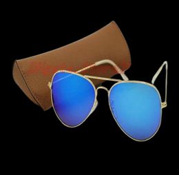 sell Brand New Designer Fashion Colour Mirror Men Women Polit Sunglasses UV400 Vintage Sport Sunglasses Gold Blue 58MM 62MM Len7707832