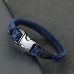 Charm Bracelets Fashion Mens Bracelet Double Layer Spring Buckle 4mm Nylon Rope Braclet Homme Leisure Accessories Hiphop Braslet Gift For