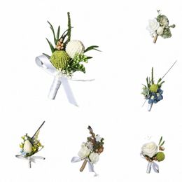 new Artificial Silk Brooch Pin Corsage Fr Wedding Women Men Boutniere Groom Bride Party Decorati Boutniere Festival z66H#