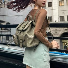 School Bags Y2k Backpacks For Women Harajuku Fashion Aesthetic Casual Shoulder Original Female Leather Bag Ladies Rucksack