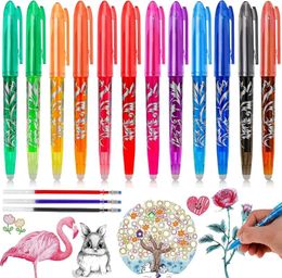 12Colors Erasable Gel Pens 0.5mm Multi-color Refill Kawaii Colored Pen For Drawing Writing Ink Rollerball Stationery