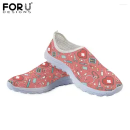 Casual Shoes FORUDESIGNS Cartoon Pattern Women Slip On Sneakers Ladies Summer Flats Footwear Super Light Loafers Shoe