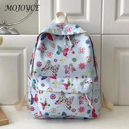 School Bags Laptop Backpack Butterflies Print Casual Book Nylon Large Capacity Cute Fashion Simple Floral For Outdoor Camping