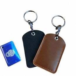 protective ID Card Case Keychain Acc Bag Key Tag Ring Cow Leather Card Holder Keychain Key Ring Door Lock Acc Tags 5 Colour F4kx#