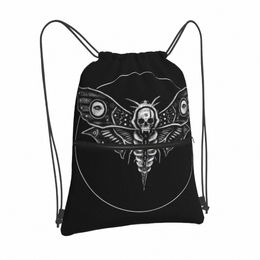 surreal Death Moth Drawstring Bags Backpacks Pouch Bag School Custom String Design Harajuku Minimalistic School Shoe Bag Sport P5IU#