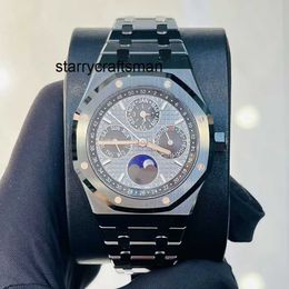 Designer Watches Watch Royal Series Black Ceramic Calendar 41mm Automatic Mechanical Transparent Movement Multifunctional Lunar Phase Display