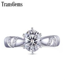 Transgems 1ct 65mm F Color Moissanite Engagement Ring 14k White Gold For Women Wedding Gift Ladies Moissanite Ring Y190612036199762