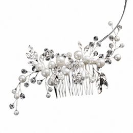 efily Popular New Pearl Hair Comb Handmade Beaded Crystal Headpiece Bridal Wedding Hair Accories Headdres For GirlFriend J3ru#