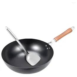 Pans Authentic Zhangqiu Hand-wrought Iron Wok Non-coated Non-stick Cooking Pot Household Frying Pan Gas Induction Cooker Universal
