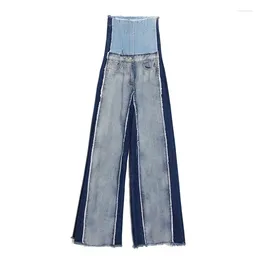 Women's Jeans Straight Tube Loose High Waist Wide Leg Pants 2024 Summer Fashion Retro Contrast Colour Trend