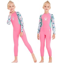 Girls Swimsuit 25MM Neoprene Thick Warm Wetsuit Long Sleeve Diving Surf suit Jellyfish Clothing Swimwear for Water Sports 240407