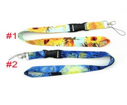 Van Gogh Oil Painting Buckle Lanyard Strap for Mobile Phone ID Card Holder Keychain Keys Earphone Accessories with Metal Clasp Who5744493