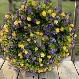 Decorative Flowers Spring Festival Summer Purple Yellow Wreath Simulation Flower Door Hanging Home Exterior For Cabinets
