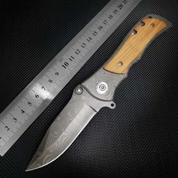 Folding Outdoor Stainless Steel Damascus Pattern Fruit Camping Supplies Knife