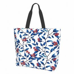 bird And Fr Pattern Tote Bags for Women Reusable Grocery Bags Large Shop Bags k2SK#