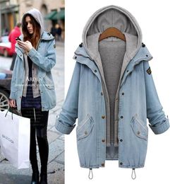 Women Winter Clothes Streetwear Denim Jackets Medium Long Denim Jackets Coats Cutton Vest Two Pieces Woman Epaulette Outerwear Plus 5649964