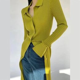 Casual Dresses Luxury Knit Long Sleeve Bodycon Dress Y2k Polo Neck Women Cardigan Sweater Korean Fashion Slim Tops